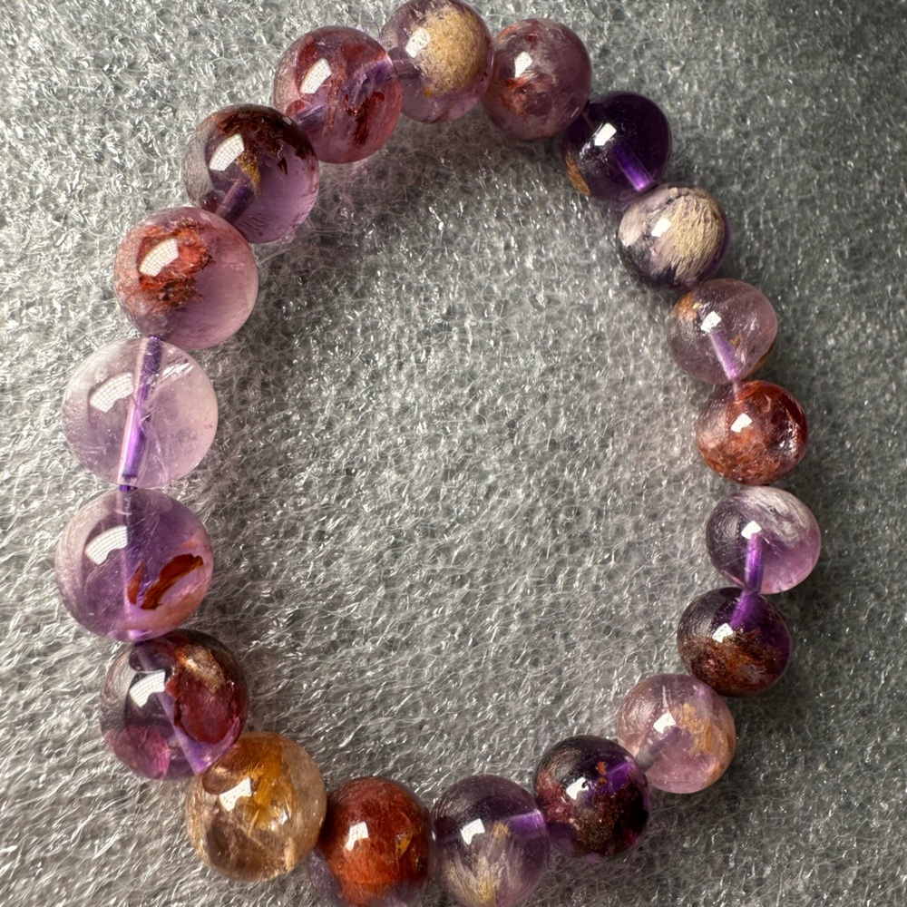 Stunning 10MM Amethyst Garden Natural Crystal Bracelet